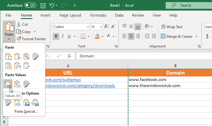 Как извлечь доменные имена из URL-адресов с помощью Excel