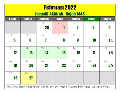 kalender islam hijriyah februari 2022 masehi - kanalmu