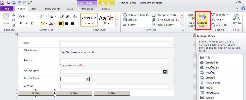 Matt's SharePoint Blog: Creating Views and Buttons or Tabs in InfoPath 2010