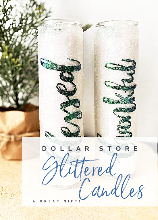 DIY Glittered Dollar Store Candles