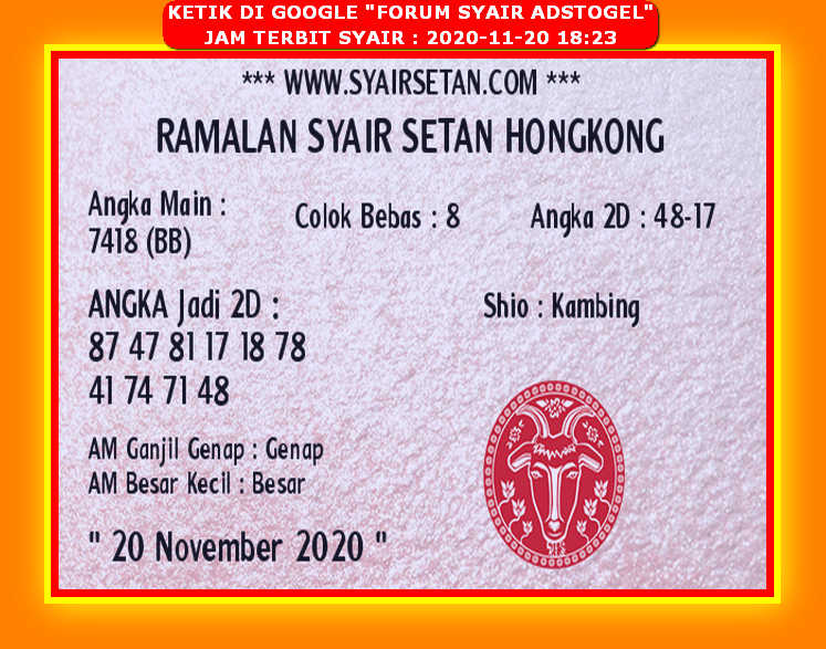 1 New Message Kode Syair Hongkong 20 November 2020 Forum Syair Togel Hongkong Singapura Sydney