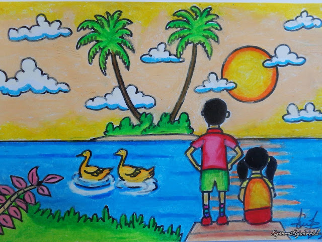 Lukisan dari Crayon atau Pastel: lukisan dengan