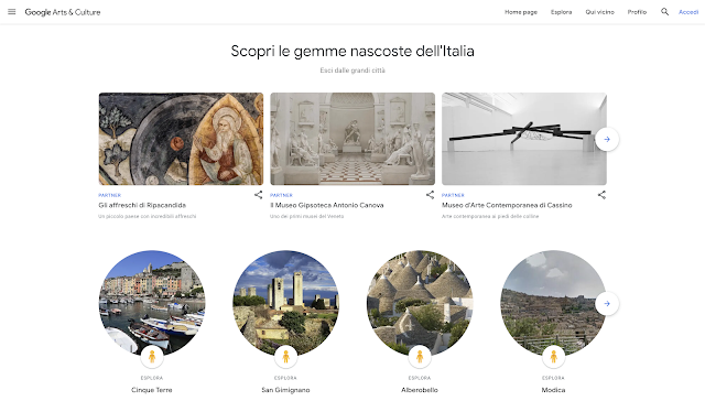 Landing page di Google Arts & Culture.