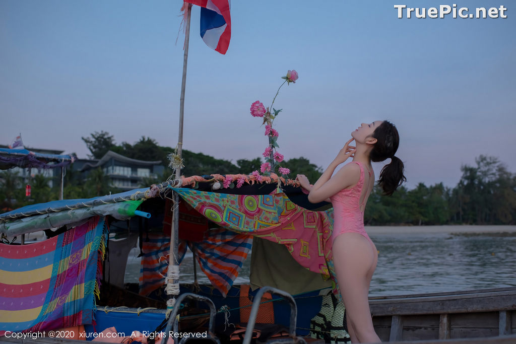 Image XIUREN No.2340 - Chinese Model Shen Mengyao (沈梦瑶) - Sexy Pink Monokini on the Beach - TruePic.net - Picture-22
