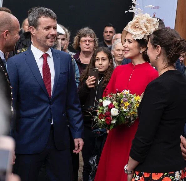 Crown Princess Mary wore Raquel Diniz Armonia silk-georgette dress. Danish flag