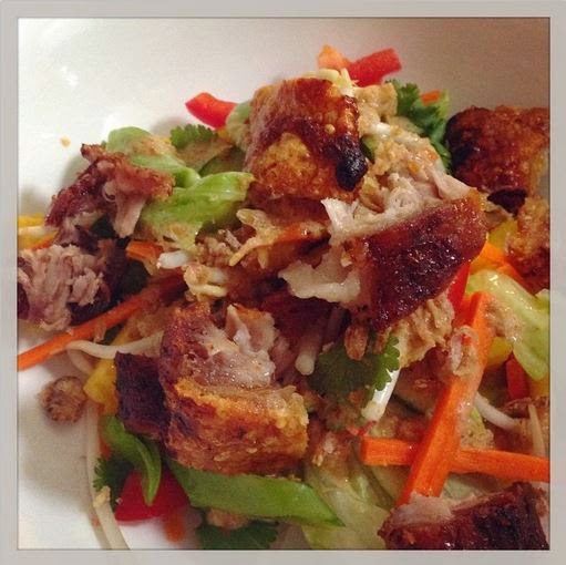 Blithe Moments Recipe Crispy pork belly salad with red curry dressing