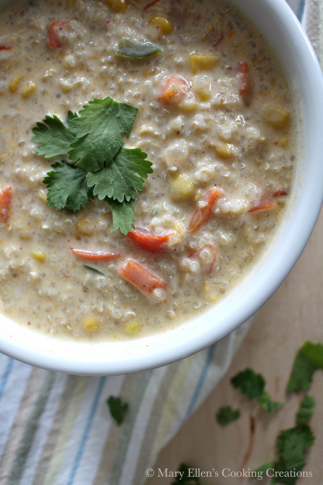 Mary Ellen's Cooking Creations Spicy Quinoa Corn Chowder