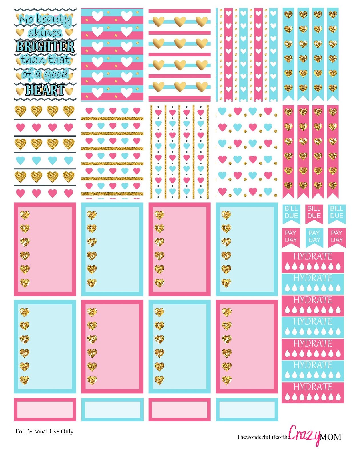 The Wonderful Life Of The Crazy Mom Full Of Hearts Free Happy Planner 