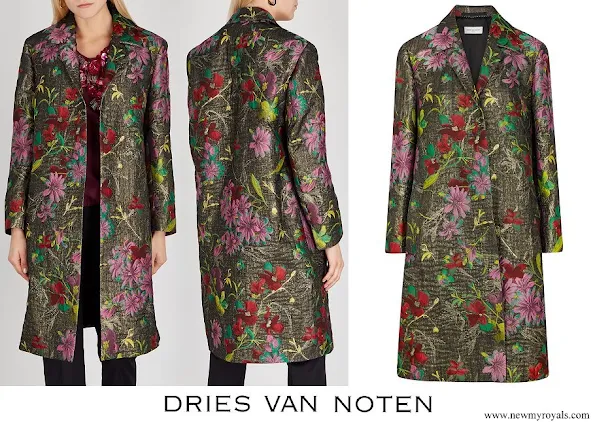 Queen Mathilde wore Dries Van Noten Rolta Floral-jacquard Lame Coat