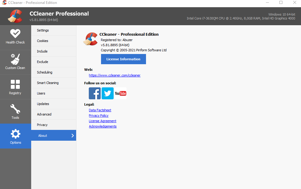 ccleaner professional license key with name