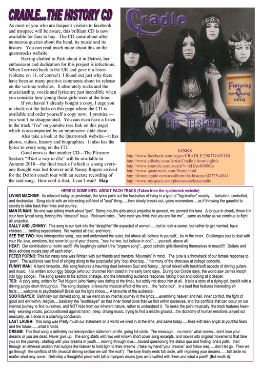 johnkatsmc5 The Cradle "The History Featuring The Quatro Sisters" 1970