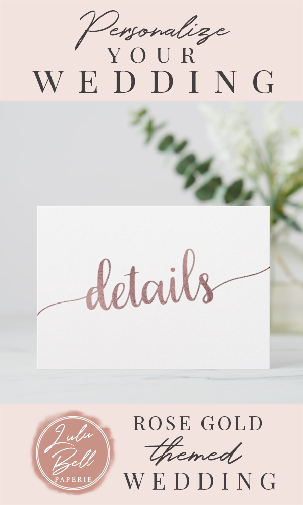 Simple Rose Calligraphy Wedding Details Enclosure Card