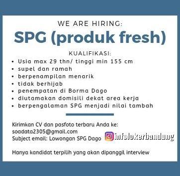 Lowongan Kerja SPG ( Profuk Fresh) Bandung Juni 2019