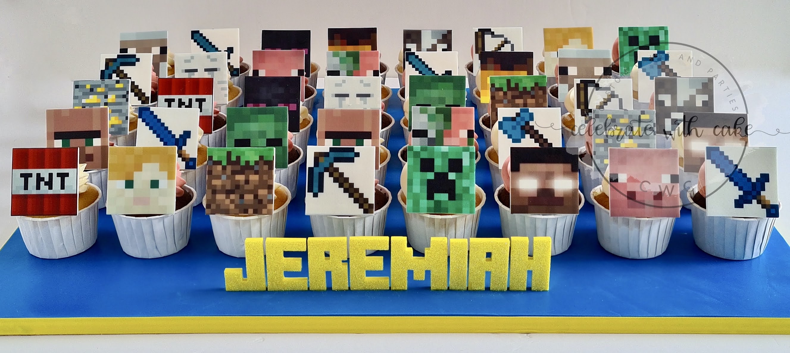 Minecraft themed edible printed Cupcakes