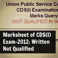 Marksheet of CDS(I) Exam-2012: Written Not Qualified Marksheet of CDS(I) Exam-2012: Written Not Qualified