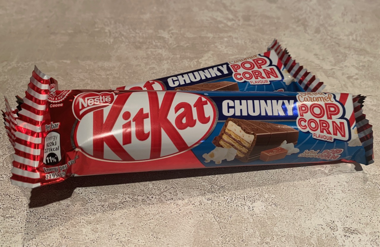 FOODSTUFF FINDS Kit Kat Chunky Salted Caramel Popcorn (Tesco) By
