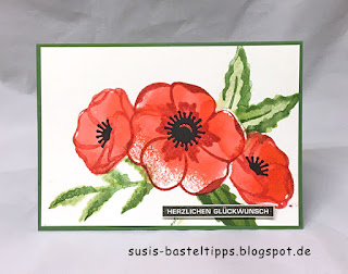 viele Ideen und Techniken mit Stampin' Up! Stanzenset Mohnblüten poppy moments dies, stampin up stanzformen mohnblüten, diy, technik. diy stempel, moosgummi, layered, anemone, bunter blumenstrauss, steinmauer, aquarell, hintergrund, transparentpapier, savanne, sab, gratisprodukt, diy prägeform, embossing folder, brusho, distress