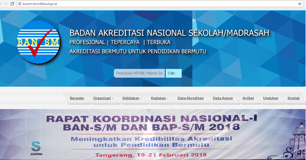 AKREDITASI SEKOLAH 2018 ONLINE SISPENA deuniv
