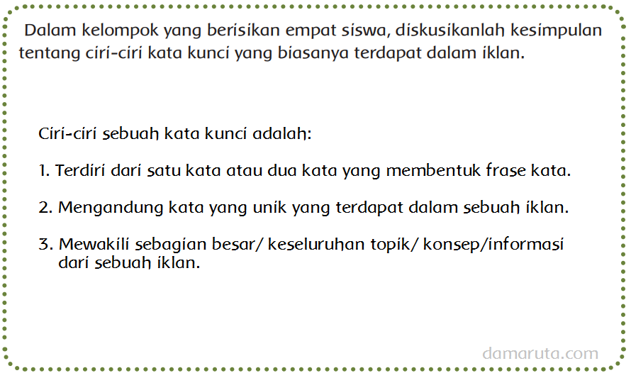 Kunci Jawaban Kelas 5 Tema 3 Sub Tema 2 Ciri - Ciri Kata Kunci Iklan