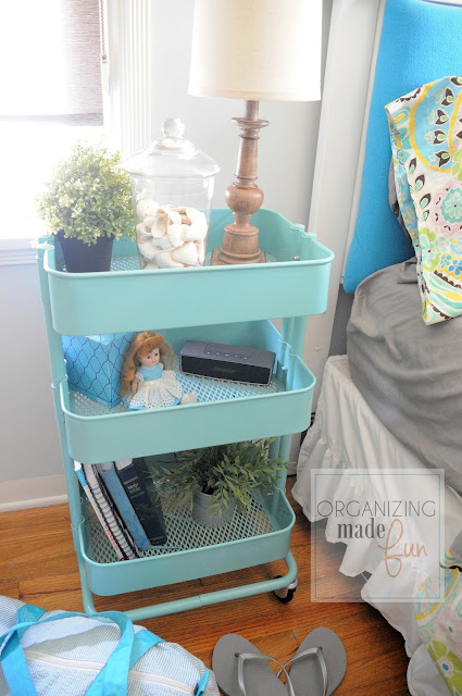 IKEA Raskog for a nightstand :: OrganizingMadeFun.com IKEA Raskog for a nightstand :: OrganizingMadeFun.com