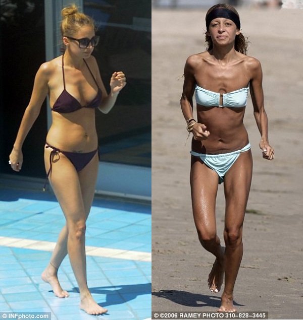 Nicole Richie comes a long way from skeletal figure and finally has curves