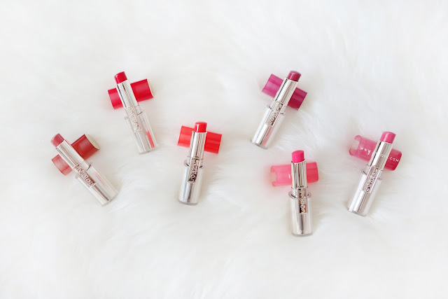 L'Oreal Shine Caresse CC Genius Balm Review and Swatches Daydream Beige, Fearless Red, Runway Orange, Drama Burgundy, Statement Pink, Ispahan Rose