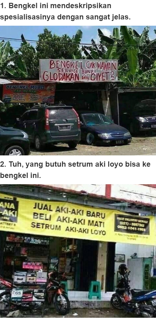 11 Spanduk iklan bengkel ini nggak biasa, bikin susah