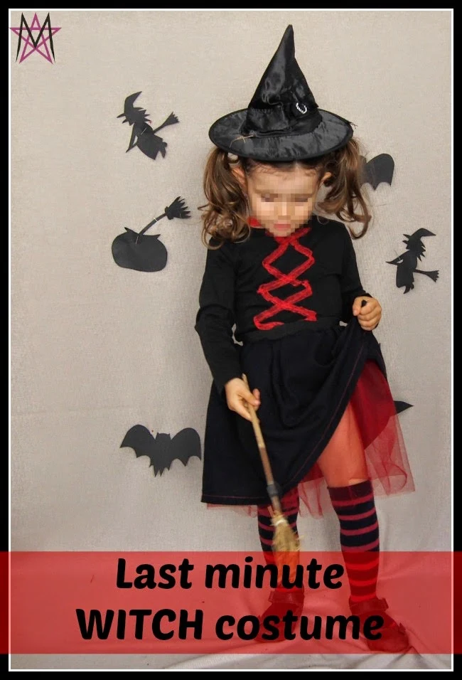 Working last minute to get a Halloween costume for a little girl?  Check out this quick girls witch costume and she'll have something perfect for trick or treating.