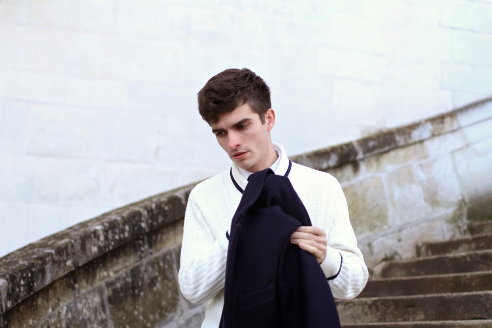 Blog mode homme style château ducs bretagne nantes acnes studios manteau pull col châle, boots à boucles mensfashion Paris