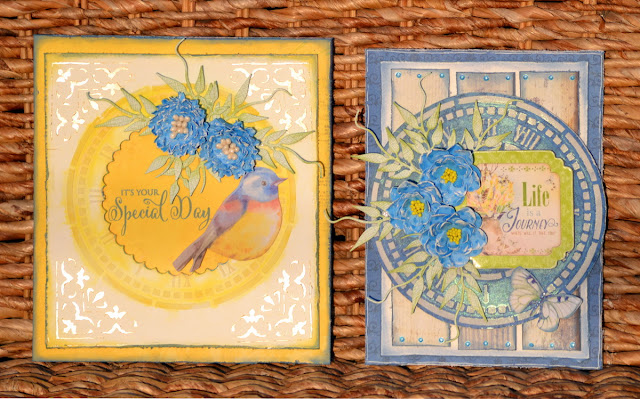 Mixed Media Cards by Denise van Deventer using BoBunny Serendipity and Stencil Paste and Pentart Wax Paste