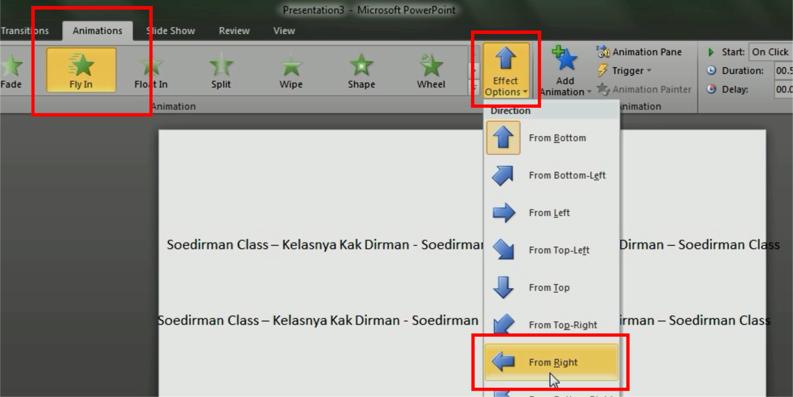 Cara Membuat Tulisan (Text) Berjalan pada Power Point