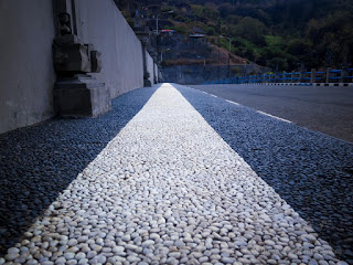Sidewalk View Of Road Dam In The Hillu Area At Titab Ularan Village North Bali Indonesia