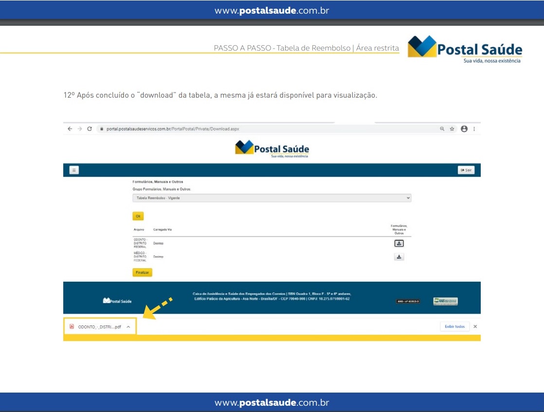 ORGANIZAÇÃO DAS PROFISSIONAIS DA ECT POSTAL SAÚDE TABELA DE