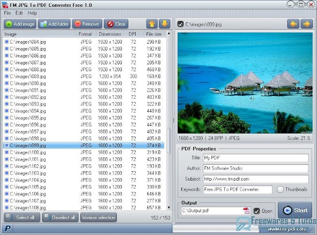 FM JPG to PDF Converter Free : un logiciel de conversion d'images  en fichiers PDF