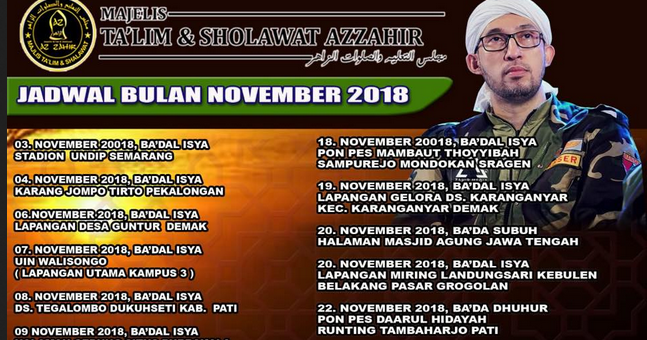 Jadwal Az Zahir Bulan November 2018 Kangsoma Com