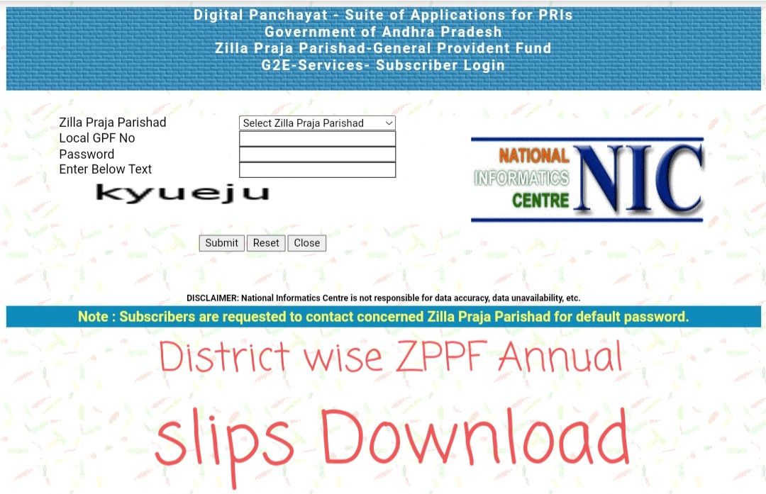 District wise ZPPF Annual slips Download site for Andhra Pradesh