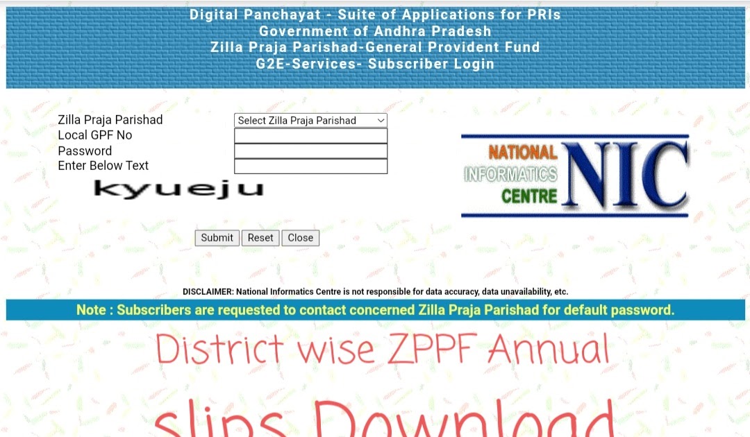 District wise ZPPF Annual slips Download site for Andhra Pradesh