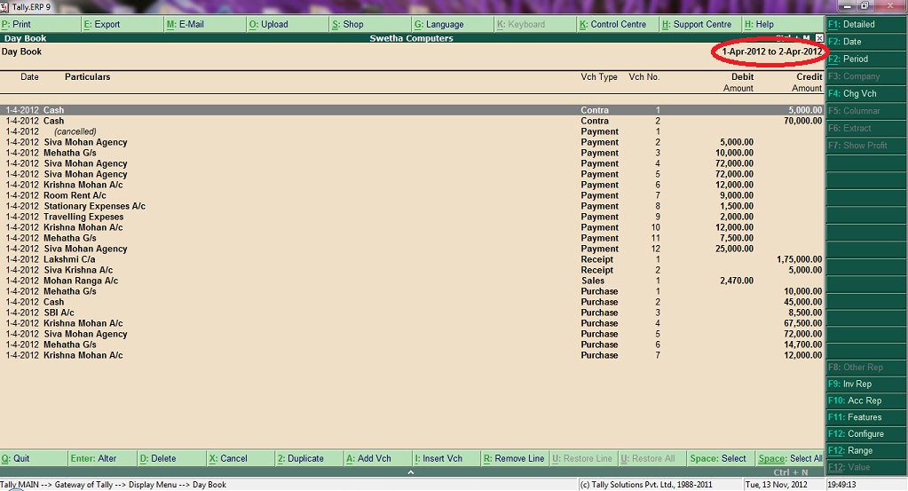 Tally ERP 9 Tutorial with Examples Tally Tutorial Editing Vouchers