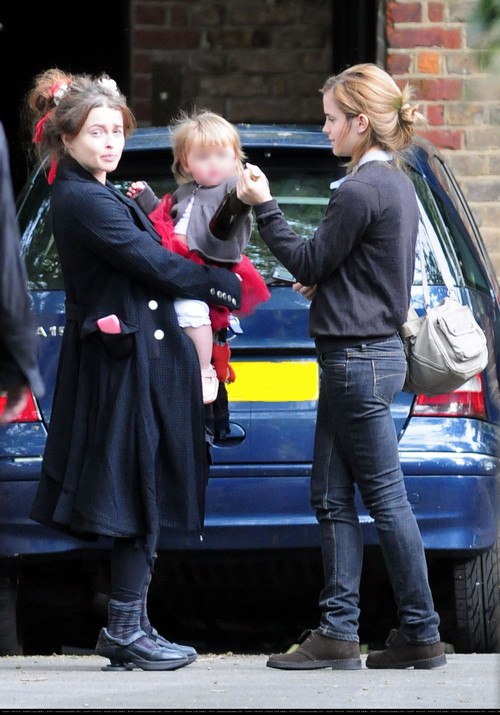 Emma Watson visited Helena Bonham Carter and Tim Burton in London May 09, 2...