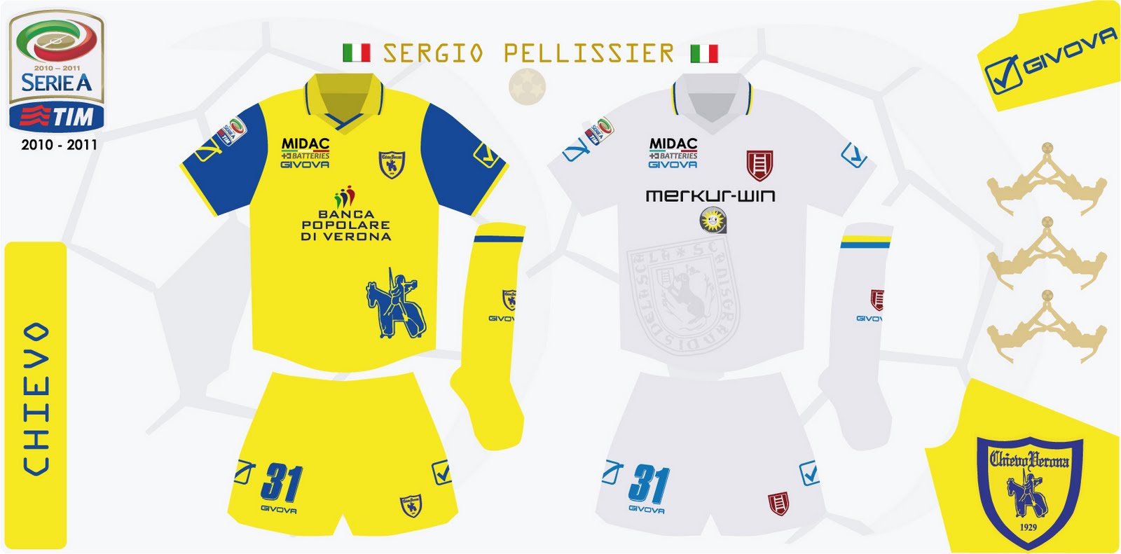 Maillot De Gardien Chievo Verona - Édition 2010, Taille L, Numéro 18 (Squizzi) - Neuf Sans Emballage