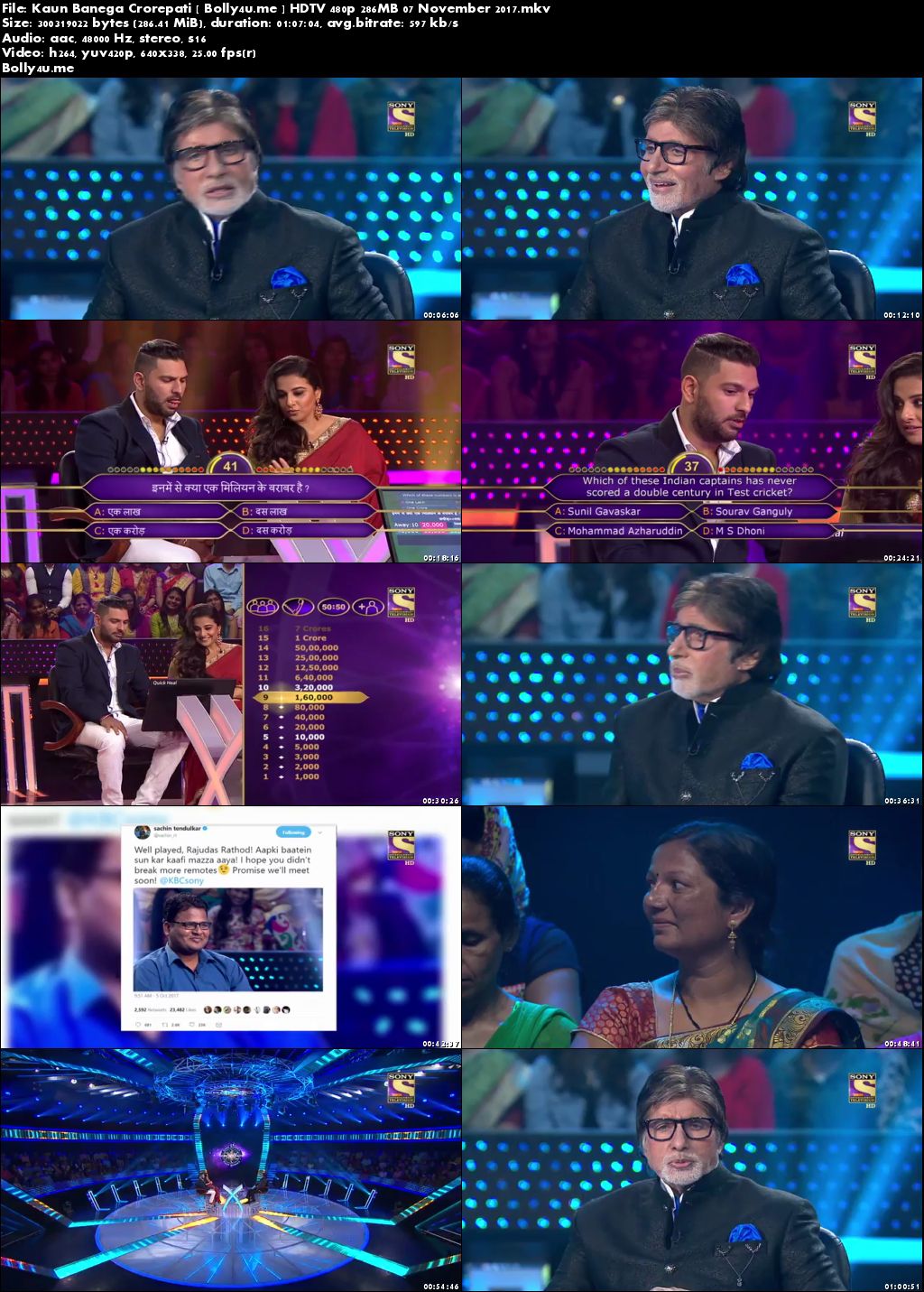 Kaun Banega Crorepati HDTV 480p 250MB 07 November 2017 Download