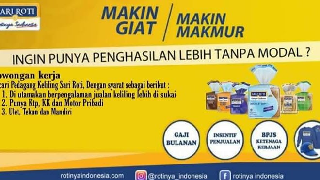 Lowongan Kerja Sari Roti Pedagang Keliling Area Soloraya Jogja Magelang Loker Swasta Lowongan Kerja Sari Roti Pedagang Keliling Area Soloraya Jogja Magelang Loker Swasta