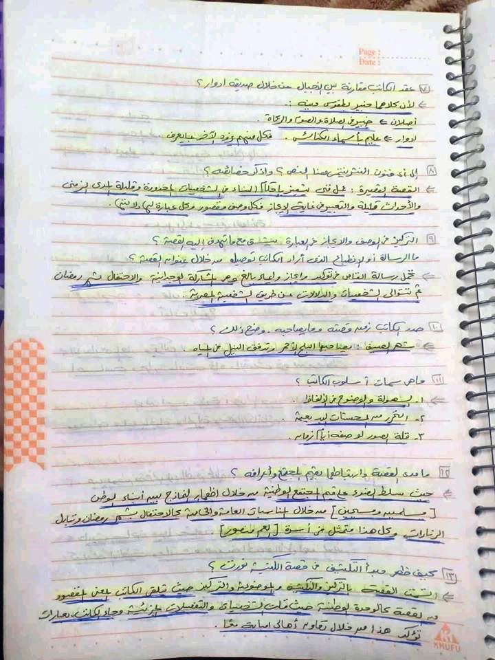 تعليقات النصوص للثانوية العامة بخط الطالبة إسراء