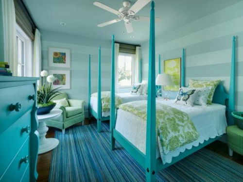 Dormitorios de color turquesa y blanco - Ideas para decorar dormitorios