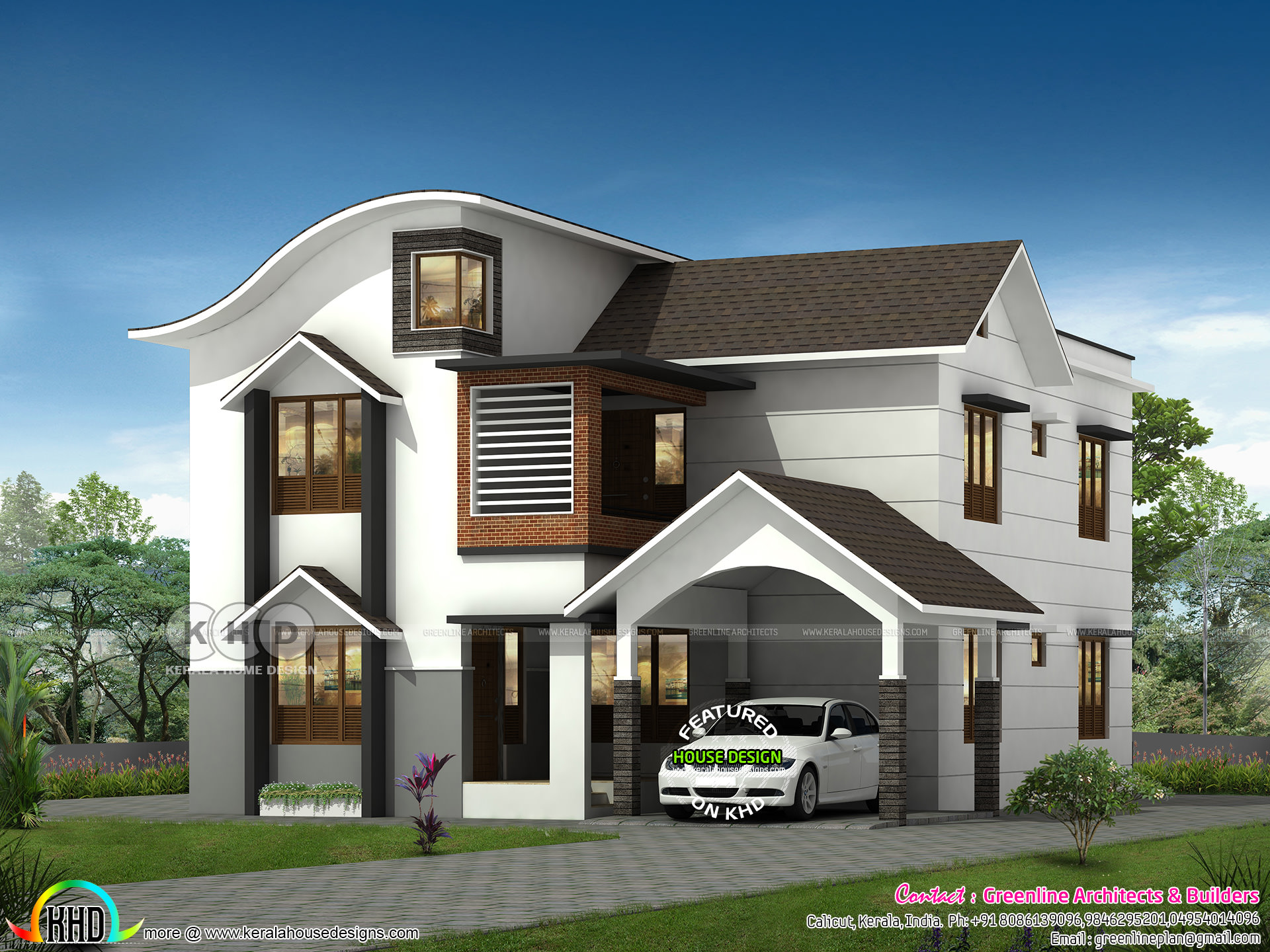 Beautiful 4 bedroom modern mix roof home design - Kerala home design