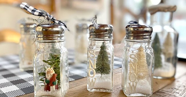 Recycled Jar Snow Globe Ornaments