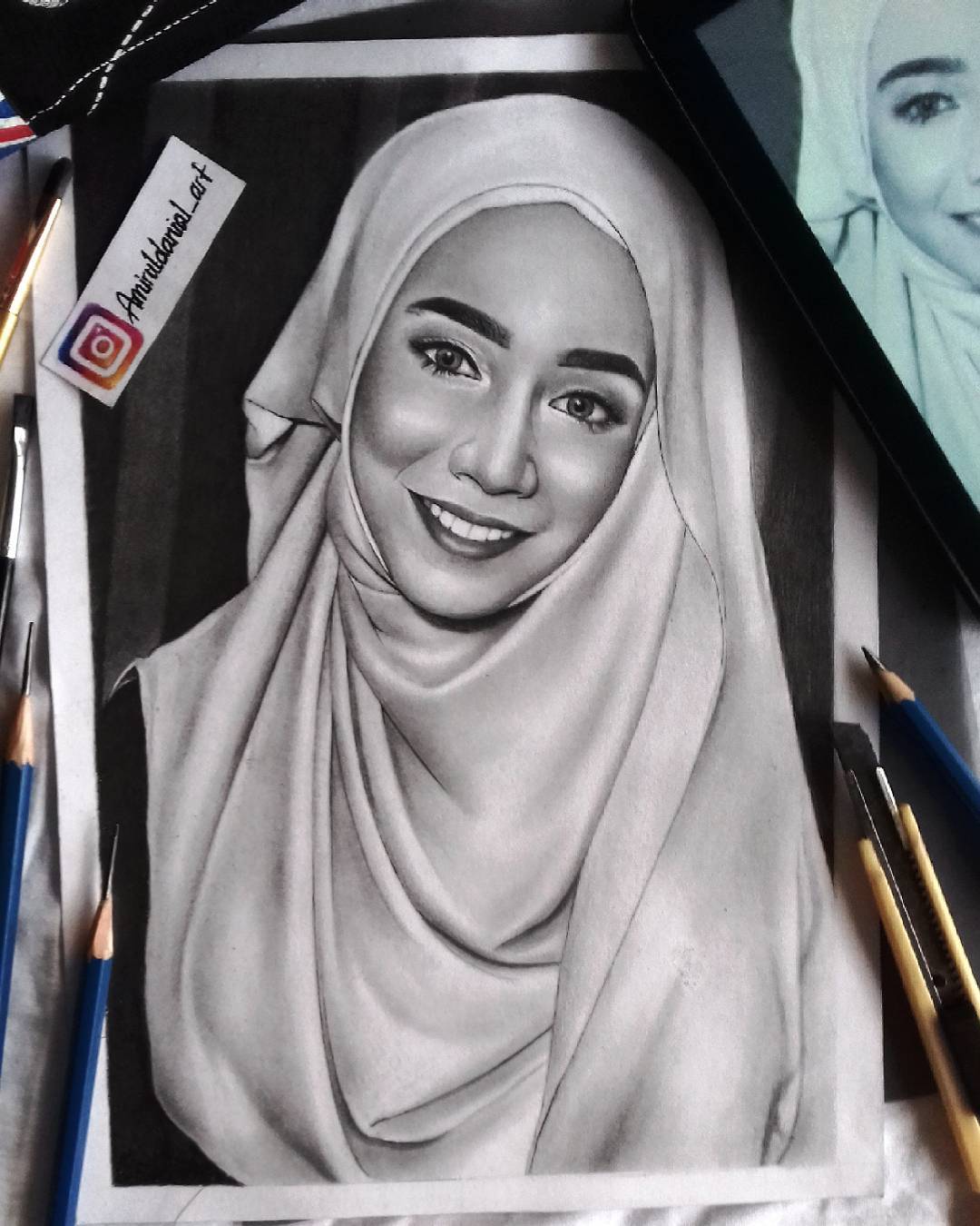 10 Lukisan Potret Artis Malaysia Dari Pensil Ni Serius Cun Habis Selongkar10