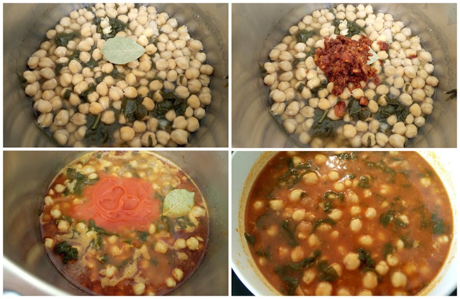 Añadir laurel, majado y tomate