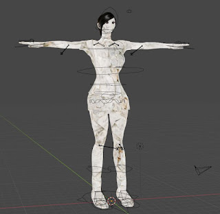 Girl lady with broken wall skin human character blender with ik rig