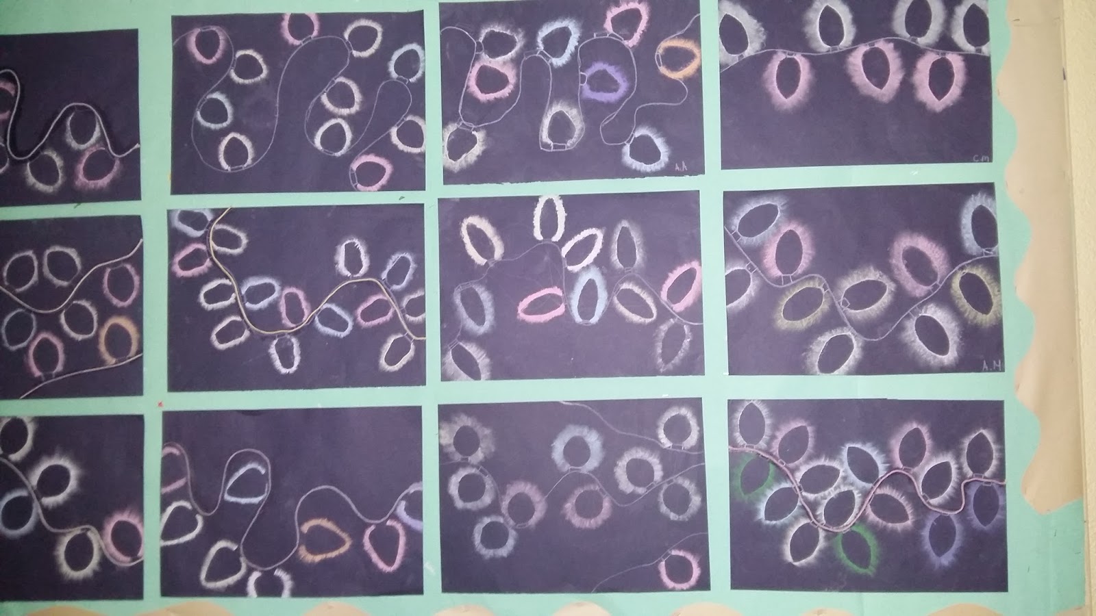 6th Class Scoil Mhuire Christmas Light Chalk Stencil Art